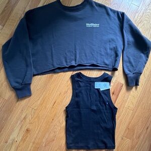 Hollister Womens Cropped Fleece Soft Sz S And New Black Top Size S